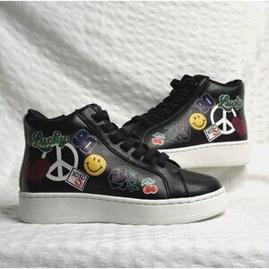 Steve Madden Girls Beta Fashion Sneakers With Patch Design Size 9, 10 Kids Shoes